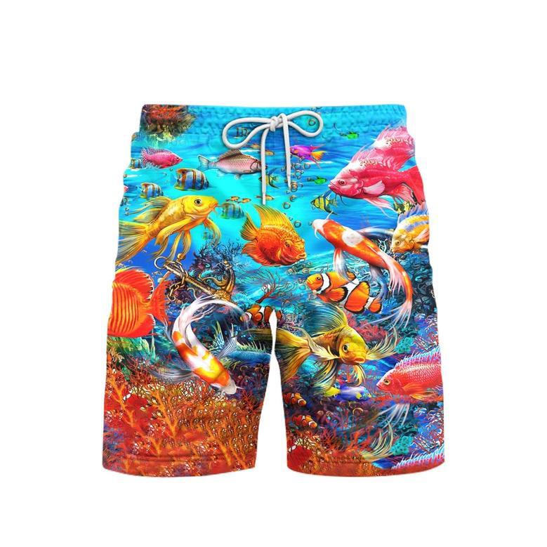 Aquarium Colorful Fishes Beach Shorts For Men