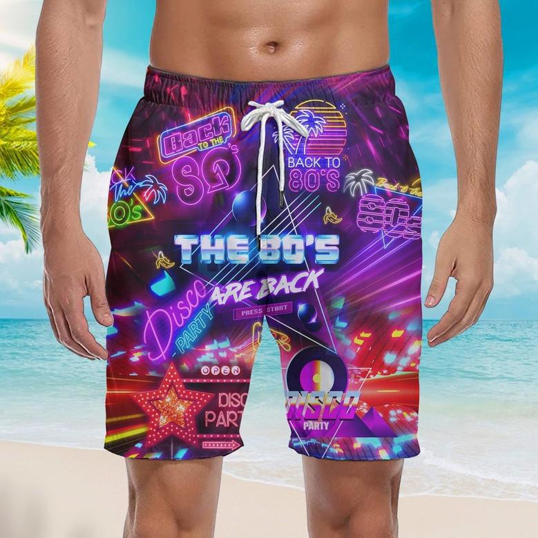 Back To The s Disco Party Neon Color Lights Beach Shorts For Men