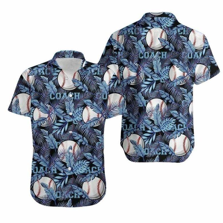 Baseball Coach Blue Hawaiian Shirt