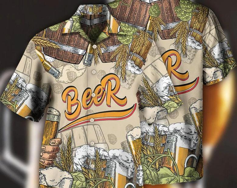 Beer Born To Drink - Hawaiian Shirt, Hawaii Shirt Party Summer, Tropical Beach Shirt Button Down Shirt, Best Gifts For Men, Hawaiian Set. Summer Gifts