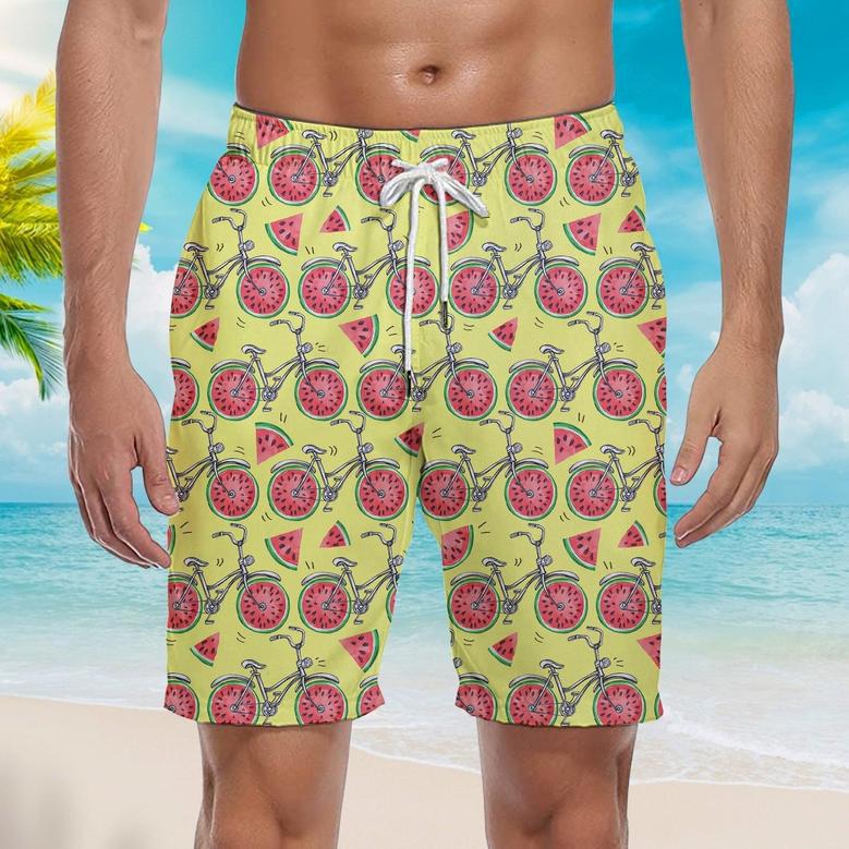 Bicycles With Watermelon Wheels Colorful Summer Beach Shorts For Men