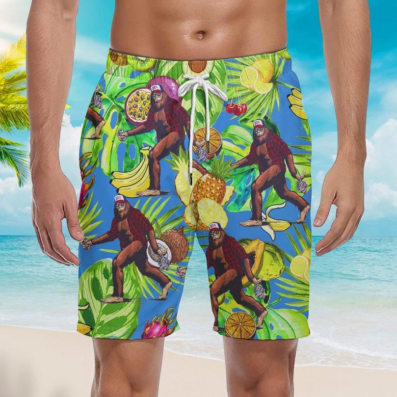 Bigfoot Camping Green Beach Shorts For Men