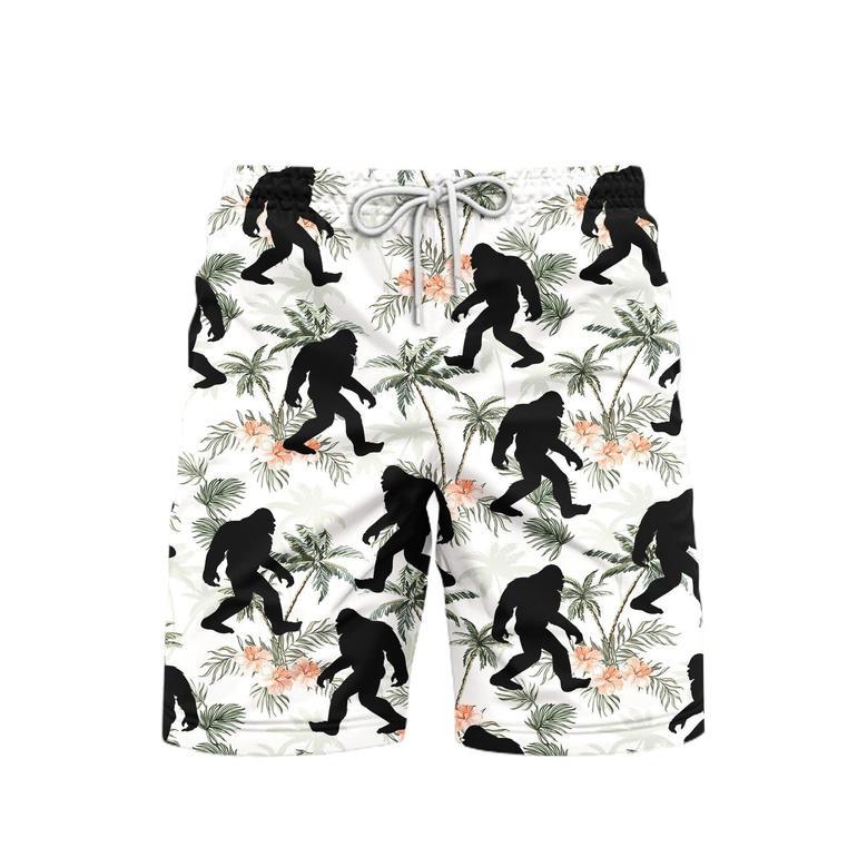 Bigfoot Coconut Tree Tropical Beach Shorts For Men