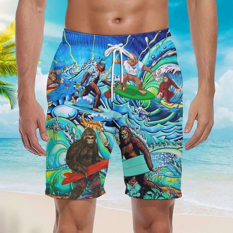 Bigfoot Surfing Aloha Beach Shorts For Men