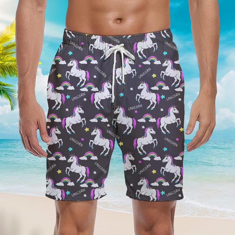 Black Unicorns For Lover Beach Shorts For Men