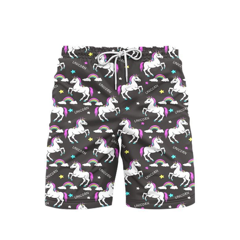 Black Unicorns For Lover Beach Shorts For Men