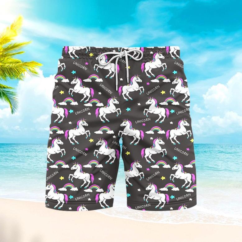 Black Unicorns For Lover Beach Shorts For Men