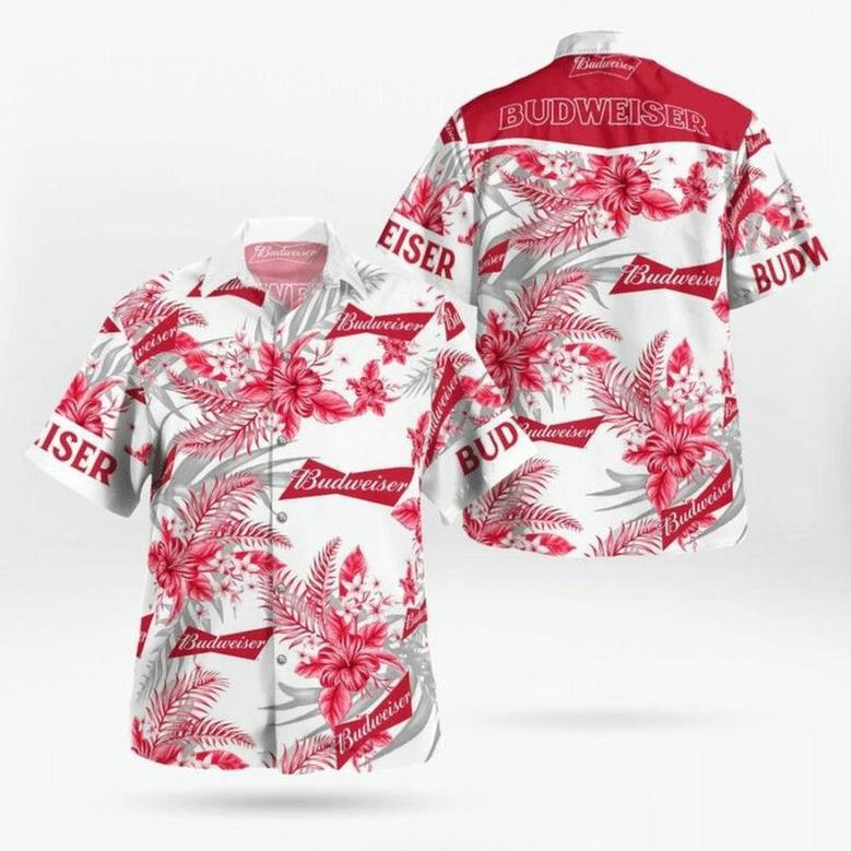 Boho Tropical Flowers Budweiser Hawaiian Shirt