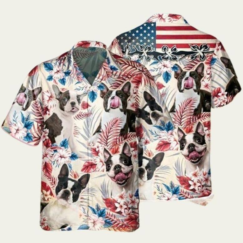 Boston Terrier Tropical Hawaiian Shirt