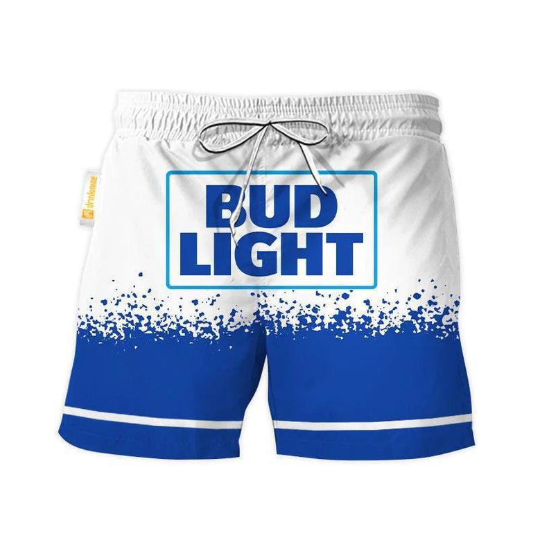 Bud Light White Blue Basic Swim Trunks