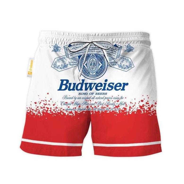 Budweiser Red White Basic Swim Trunks