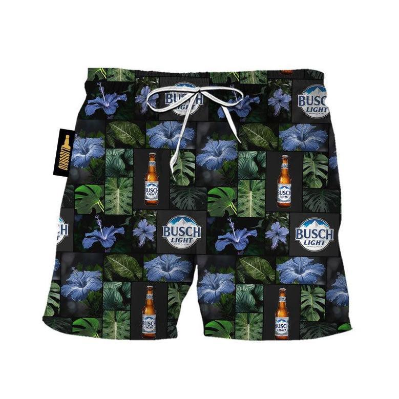 Busch Light Hibiscus Flower Swim Trunks