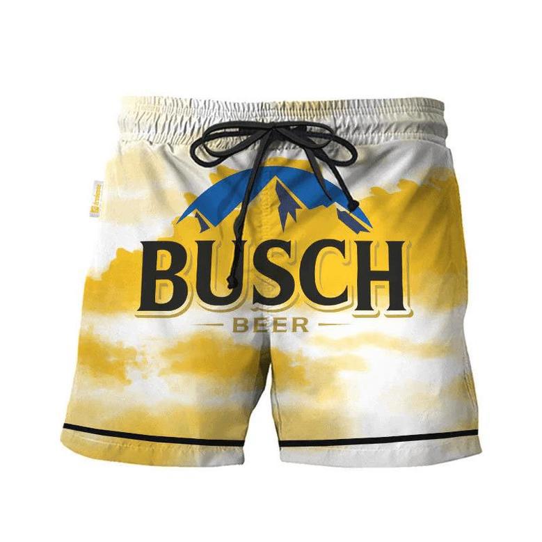 Busch Light Yellow And White Swim Trunks