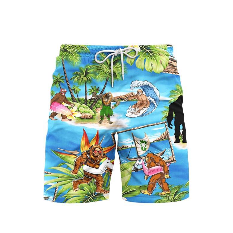 Camping Amazing Bigfoot Blue Beach Shorts For Men