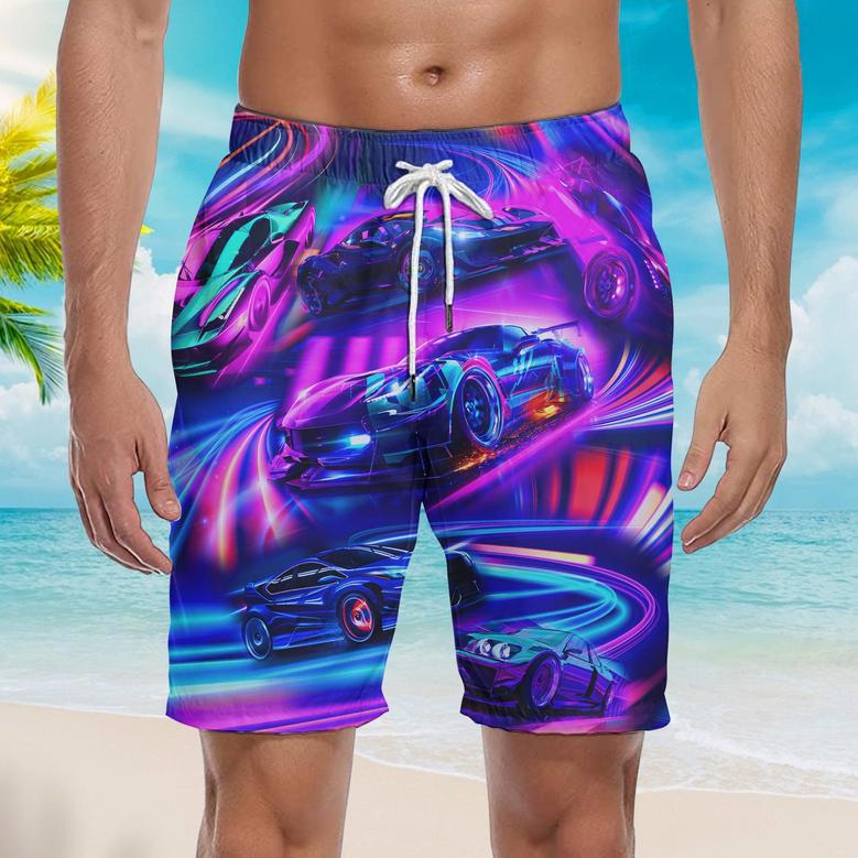 Car Neon Rave Colorful Car Racing Colorful Swim Trunks With Mesh Lining For Men