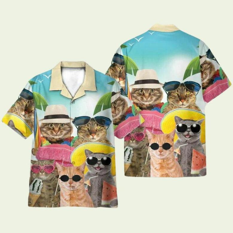 Cat Tropical Beach Hawaiian Shirt