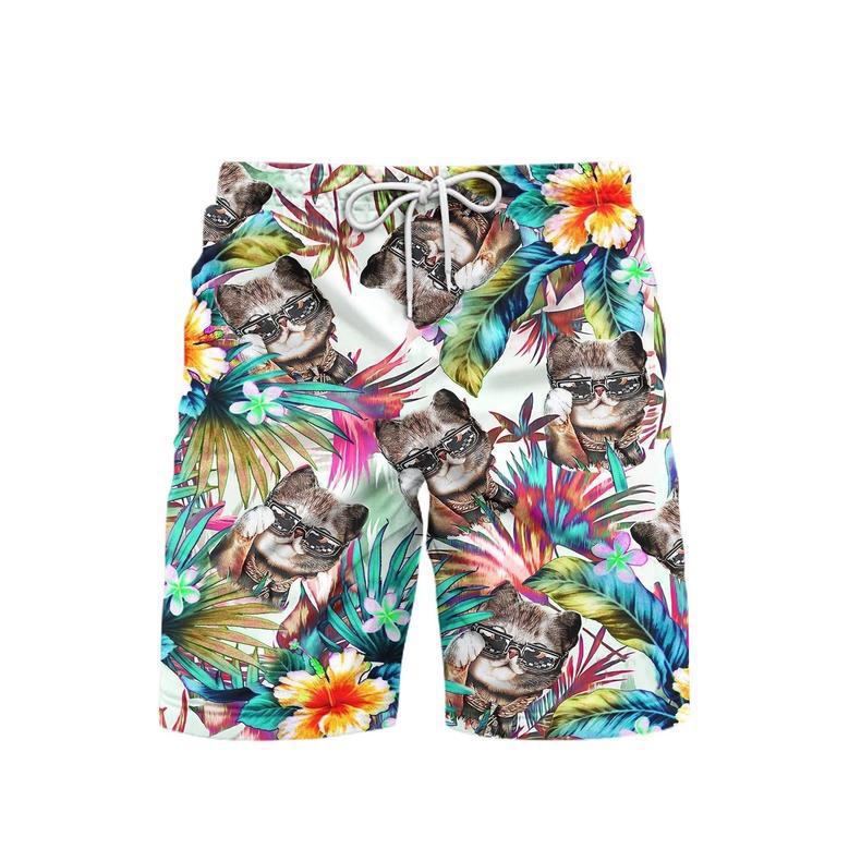 Cat Tropical Colorful Beach Shorts For Men