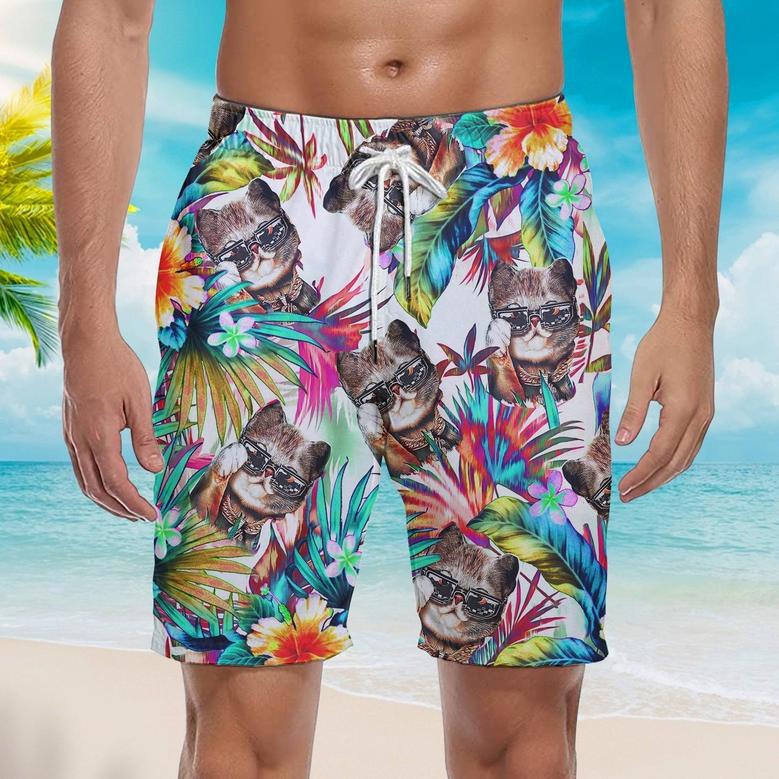 Cat Tropical Colorful Beach Shorts For Men