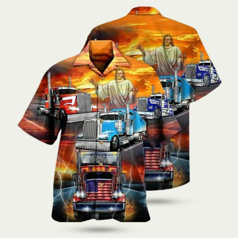 Christian Truck Driver Jesus Bless In The Sunset Hawaiian Shirt