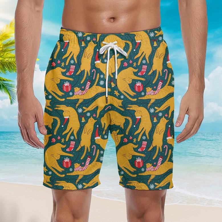 Christmas Ginger Cats Sleeping Beach Shorts For Men