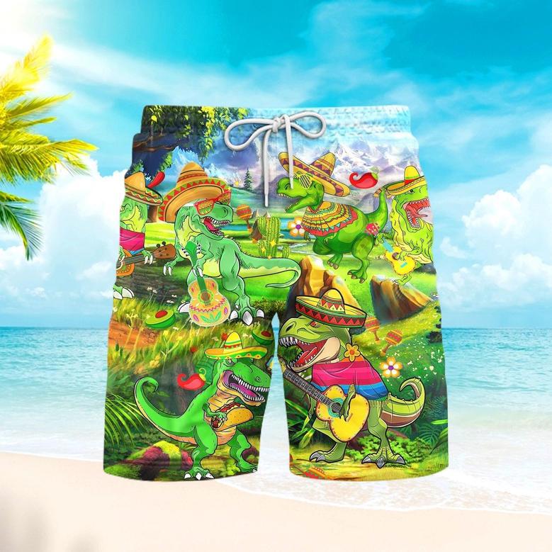 Cinco De Mayo T-Rex Dinosaur Beach Shorts For Men