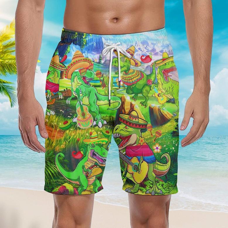 Cinco De Mayo T-Rex Dinosaur Beach Shorts For Men