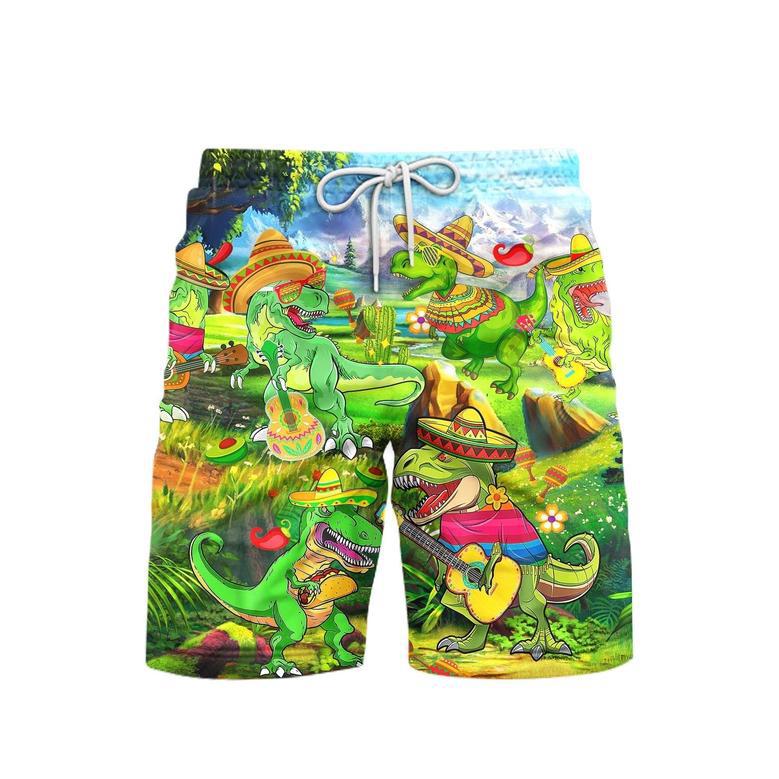 Cinco De Mayo T-Rex Dinosaur Beach Shorts For Men