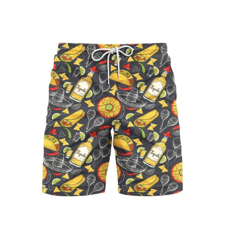 Colorful Amazing Mexican Food Beach Shorts For Men