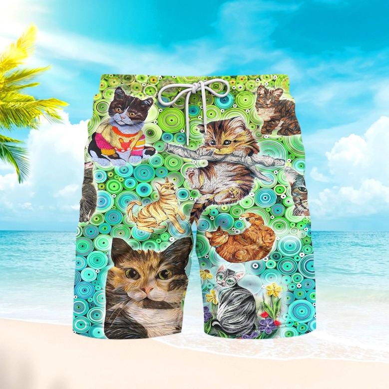 Colorful Cats Beach Shorts For Men