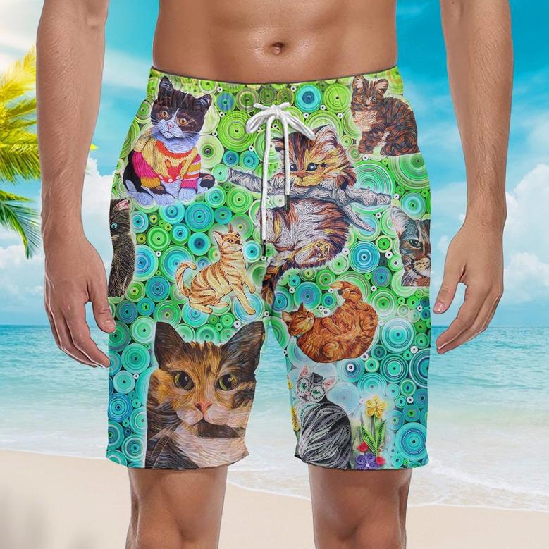 Colorful Cats Beach Shorts For Men