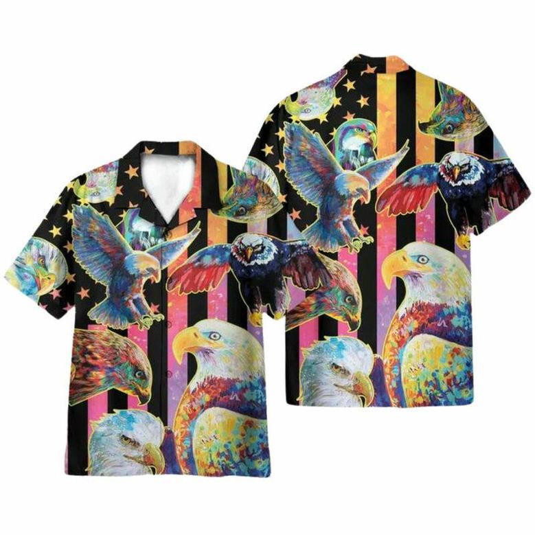 Colorful Eagle July Idependence Day Hawaiian Shirt