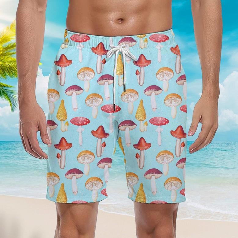 Colorful Mushroom Beach Shorts For Men