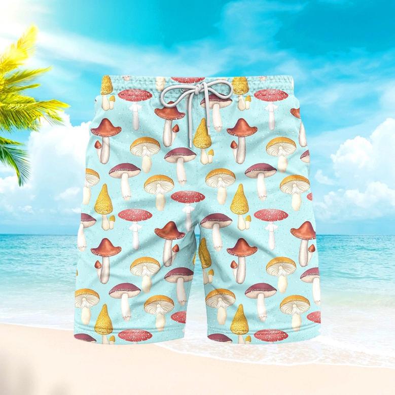 Colorful Mushroom Beach Shorts For Men