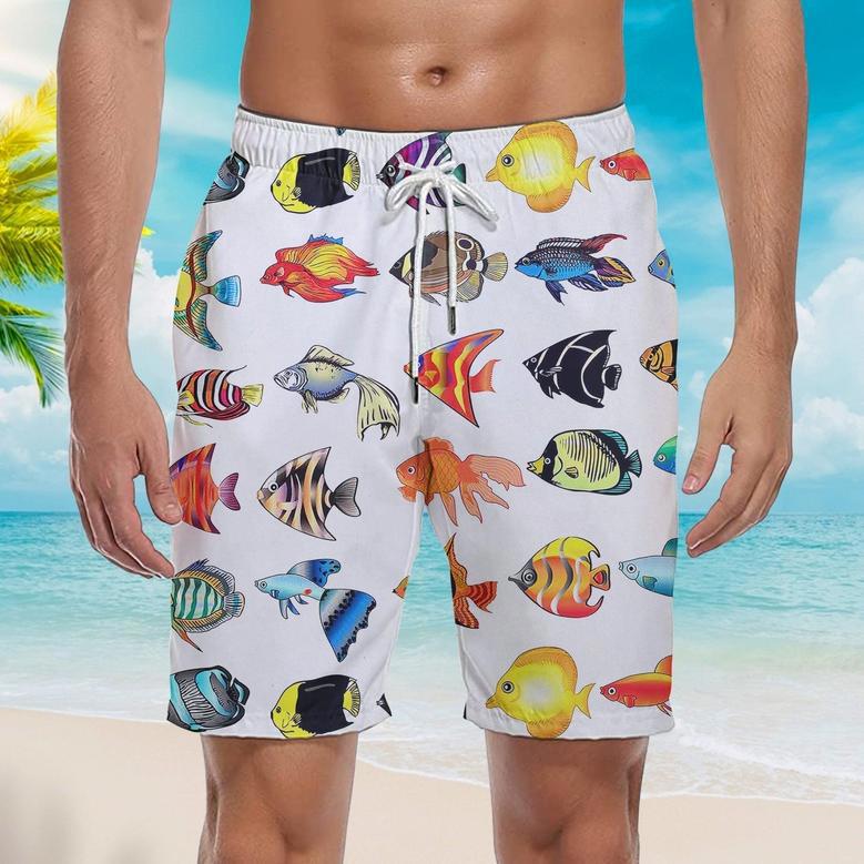 Colorful Tropical Fishes Art Beach Shorts For Men