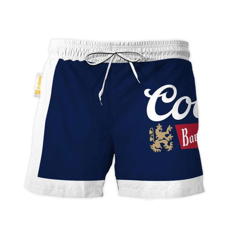 Coors Banquet Blue White Basic Swim Trunks