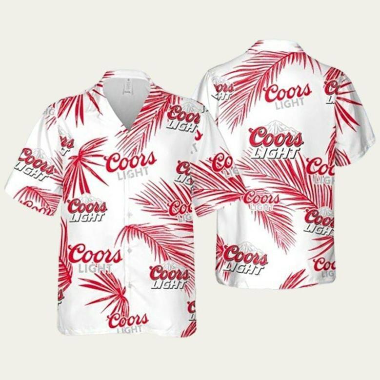 Coors Light Hawaiian Palm Leaves Pattern Shirt Hawaiian Shirt