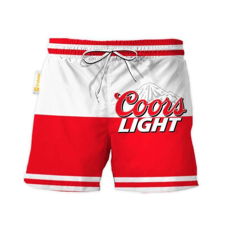 Coors Light Red And White Basic Swim Trunks