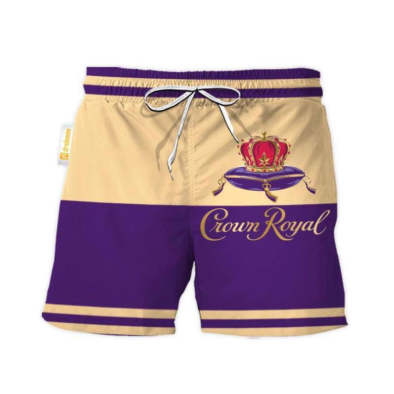 Crown Royal Beige And Purple Basic Swim Trunks