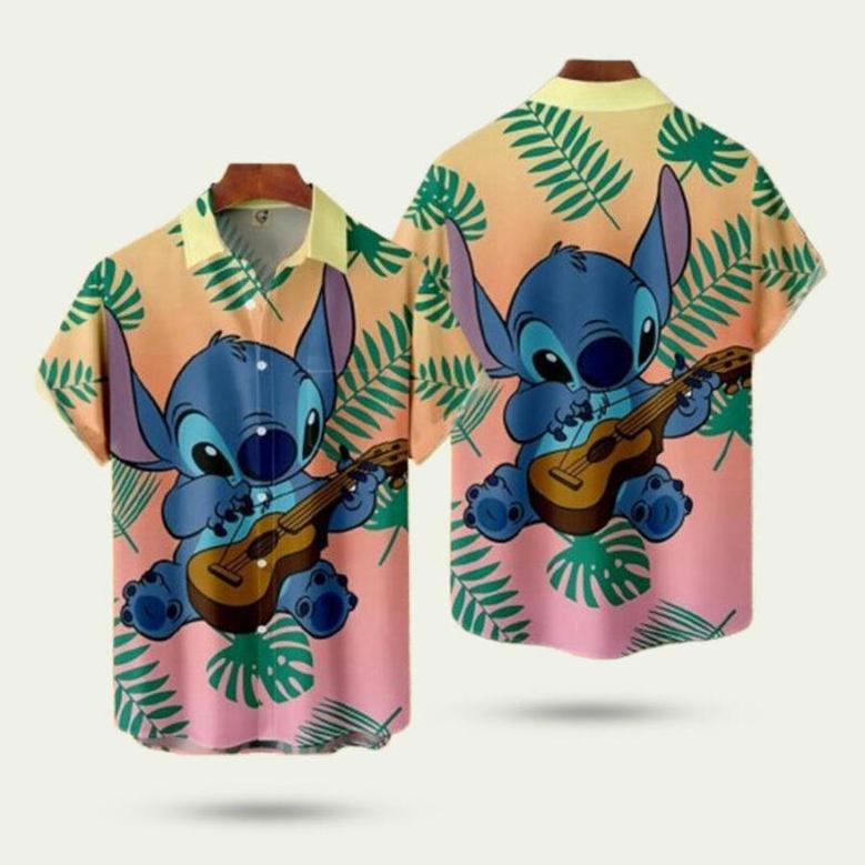 Disney Movies Lilo And Stitch Guitar Tropical Hawaiian Shirt