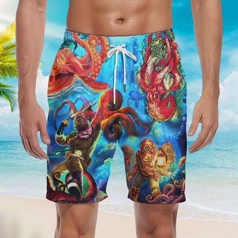 Diving I Love To Go Down Octopus Beach Shorts For Men