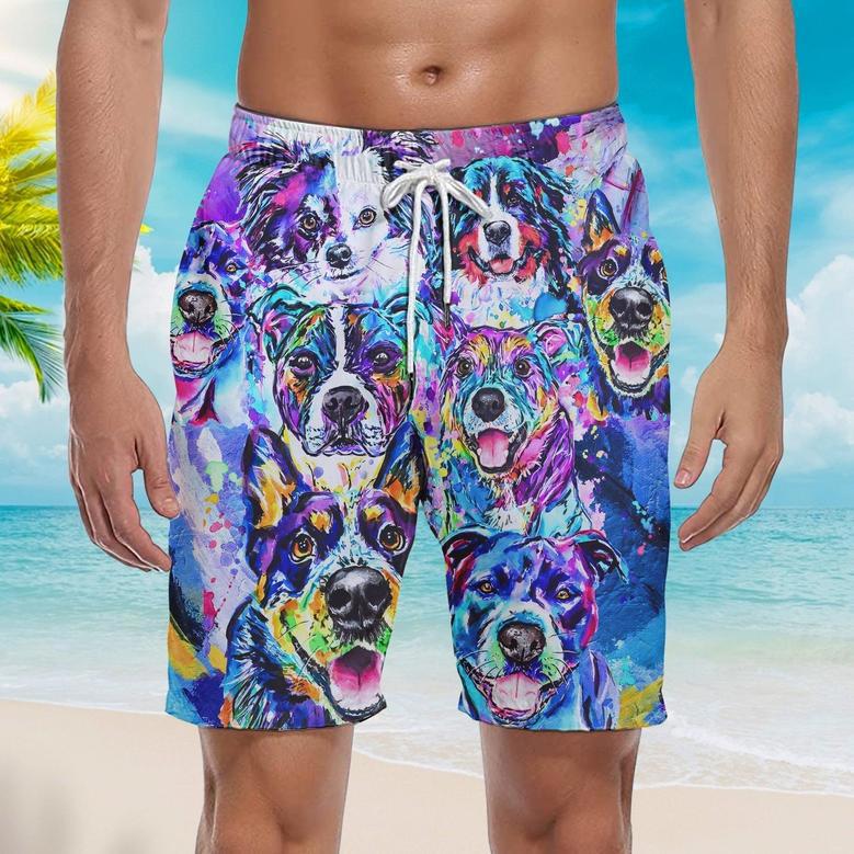 Dog Faces Beach Shorts For Men