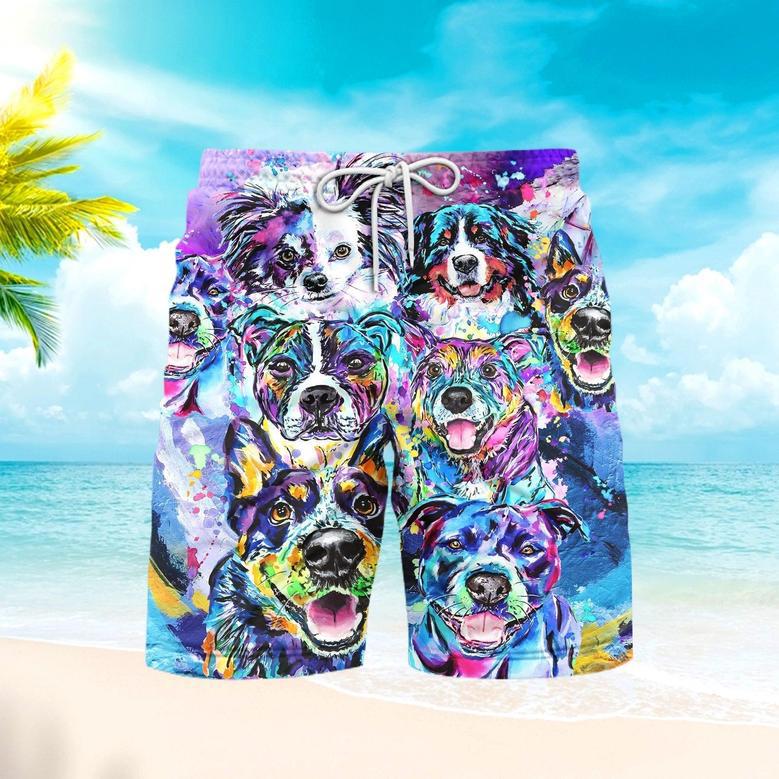 Dog Faces Beach Shorts For Men