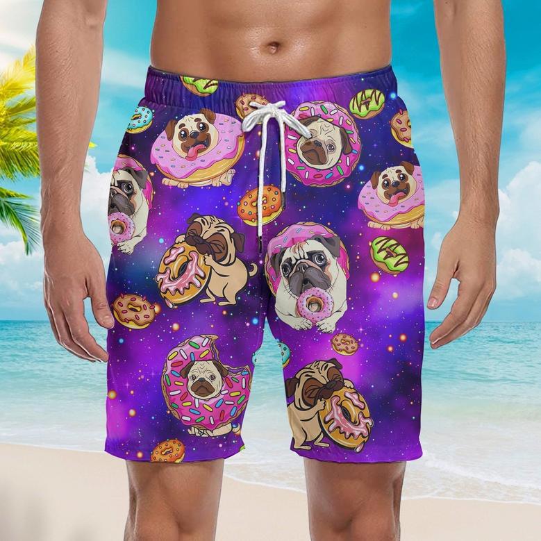 Dog Love Donuts Galaxy Beach Shorts For Men