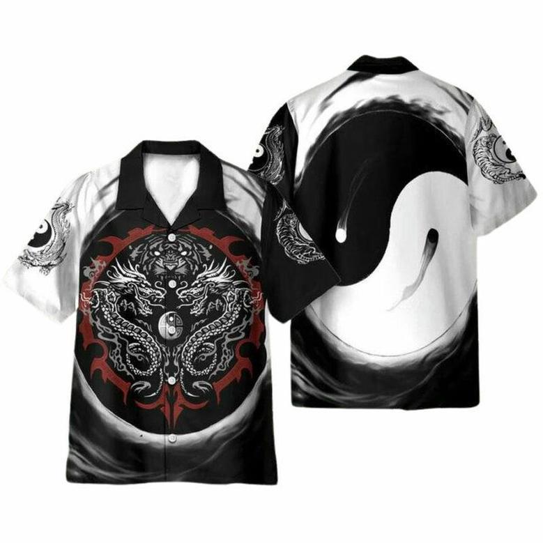 Dragon Tiger Yin Yang Art Hawaiian Shirt