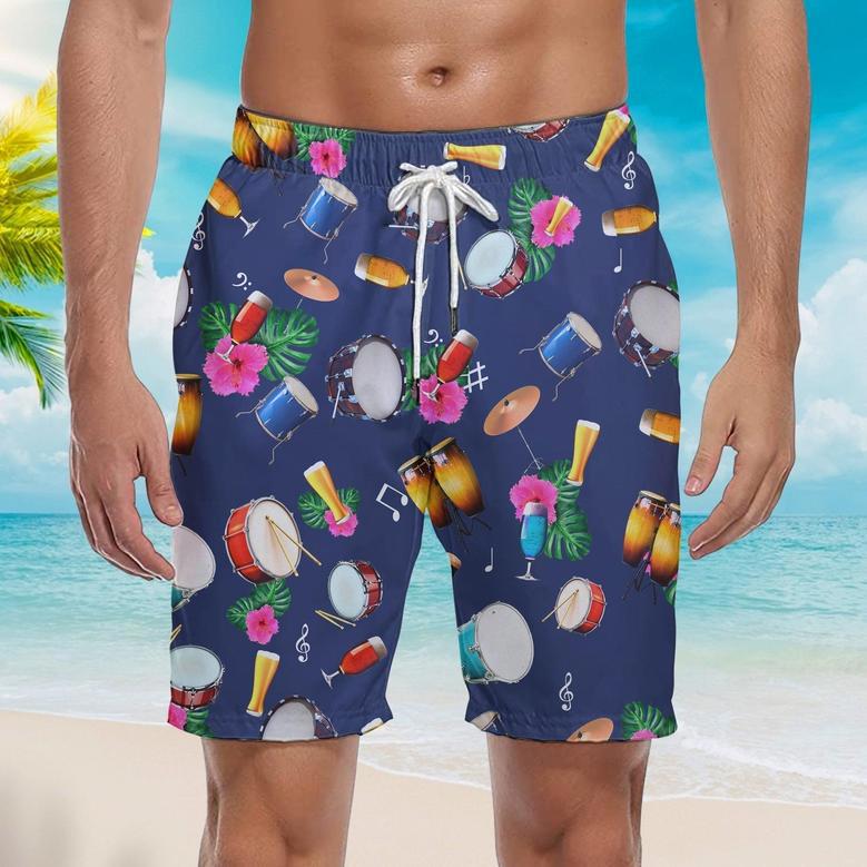 Drum Music Lover Tropical Beach Shorts For Men