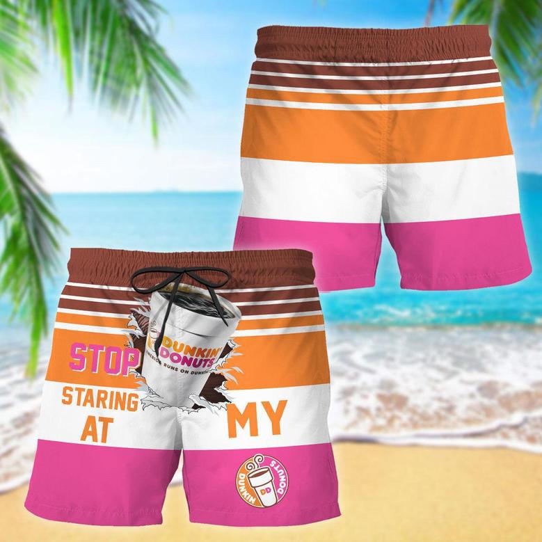 Dunkin' Donuts Stop Staring At Horizontal Striped Swim Trunks