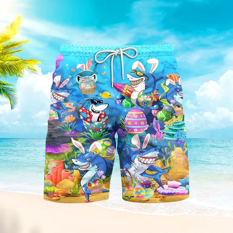 Easter Shark Let's Enjoy Easter With Sharks Beach Shorts For Men