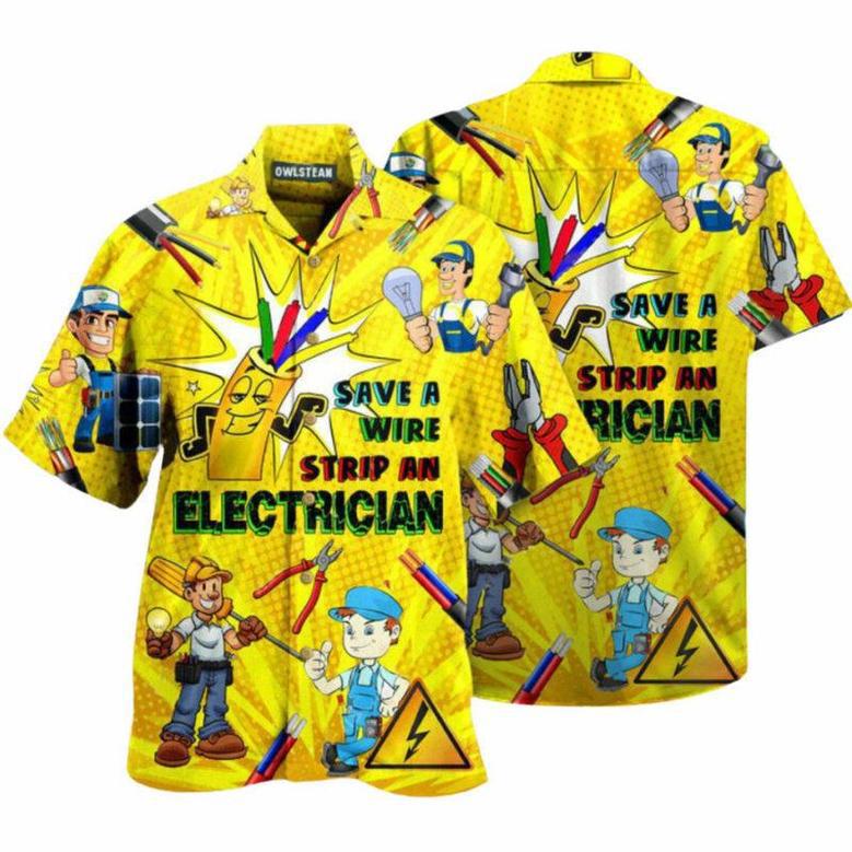 Electrician Save A Wire Stip An Electrician Edition Hawaiian Shirt