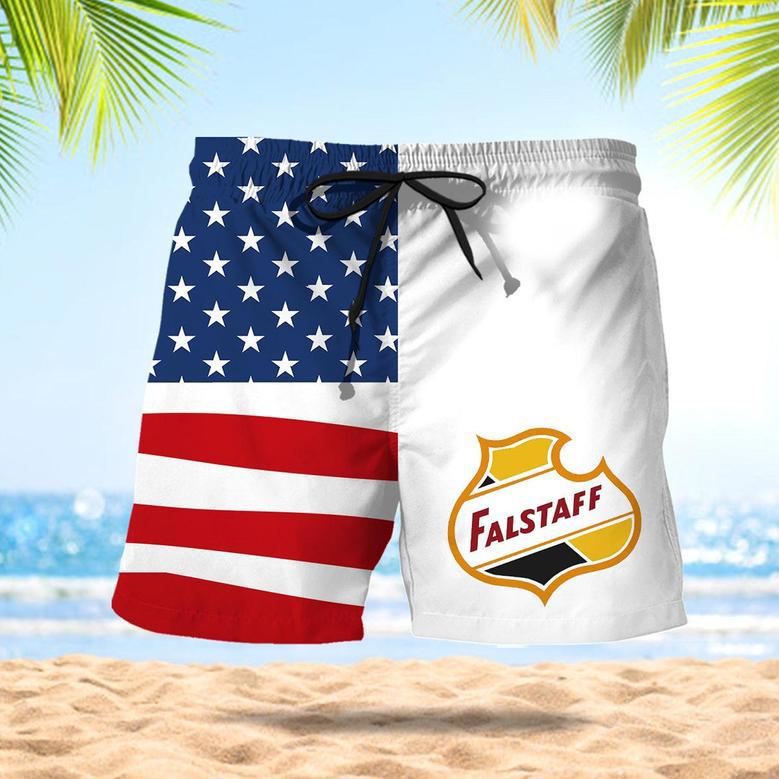 Falstaff Beer American Flag Swim Trunks