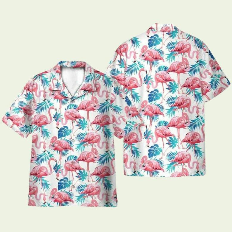 Flamingo Floral Tropical Leaves Pattern Hawaiian Shirt